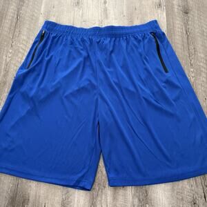 ULTRA PERFORMANCE Shorts Mens 3XL Blue Athletic Activewear Zip Pockets Elastic